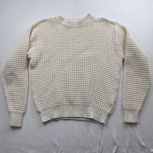 Vintage 90s Shenandoah Mens Waffle Knit Pullover Sweater Cream M